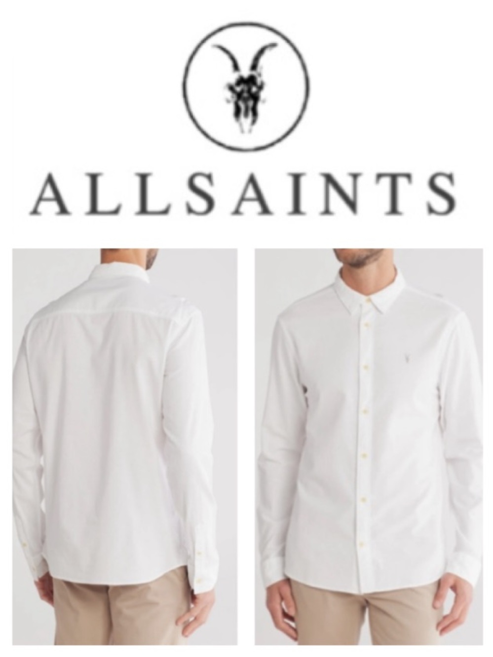 All Saints Azur Long Sleeve Cotton Men’s Button-Up Shirt (XL)